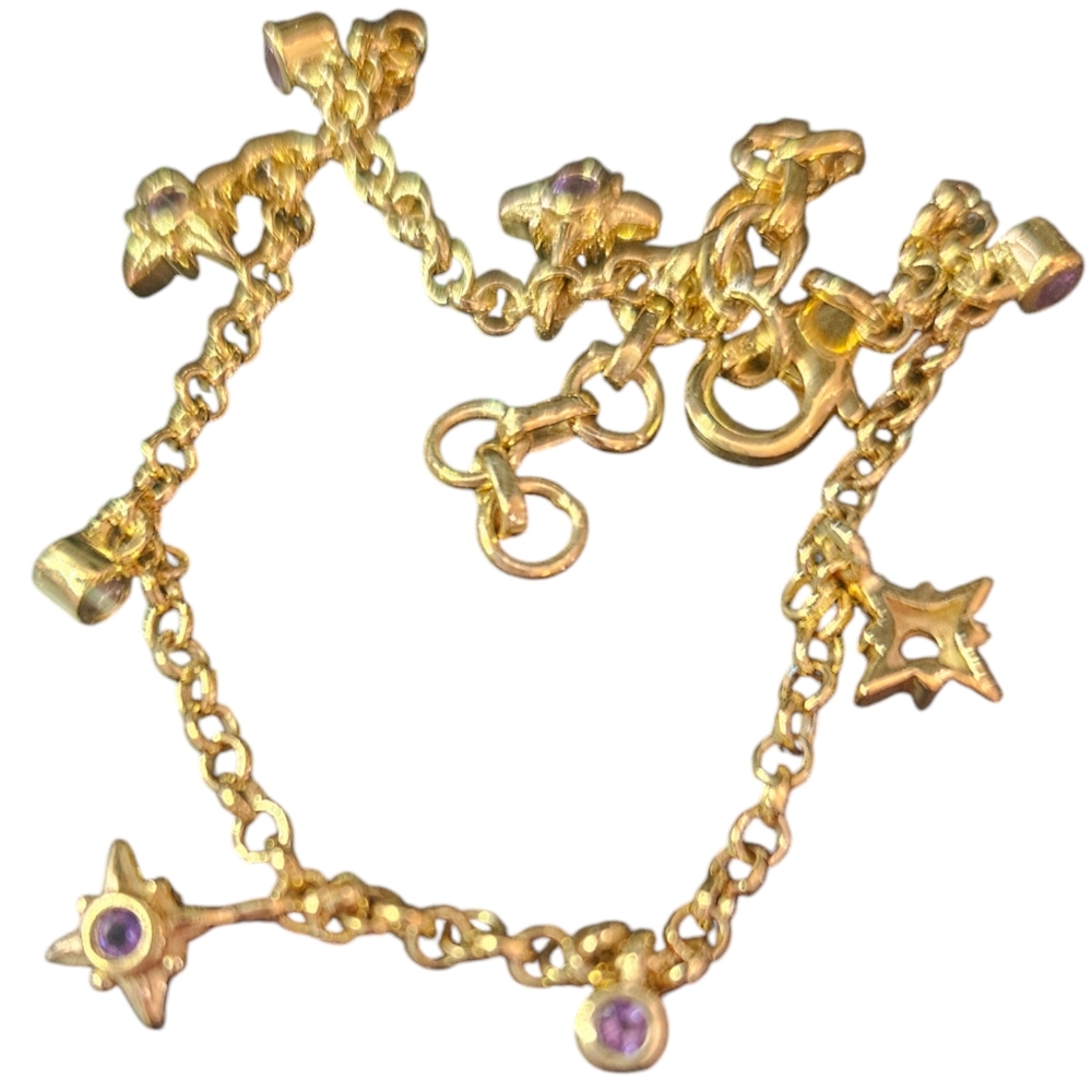 Amethyst Star and Moon Bracelet